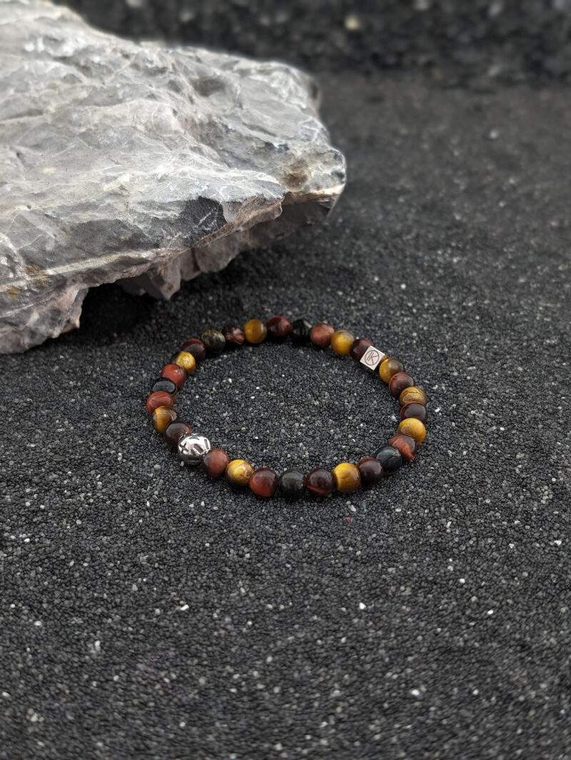 Bracelet trois yeux 6mm et motif en acier inoxydable