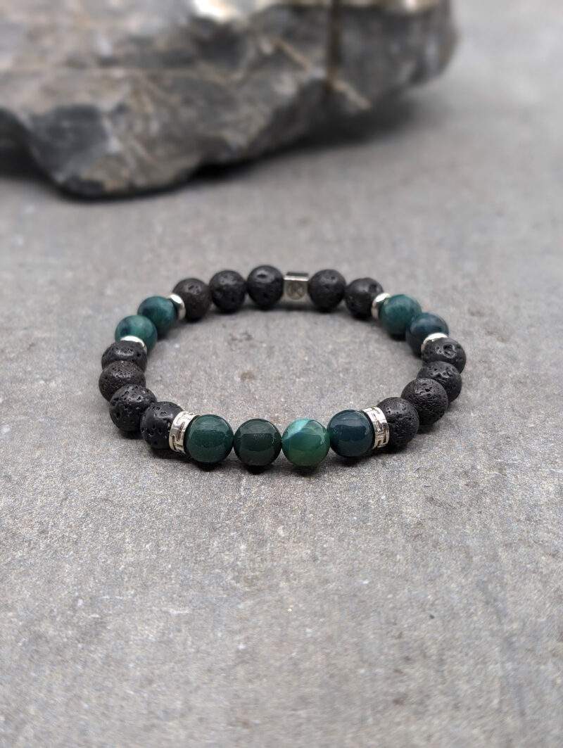 Bracelet en agate mousse et pierre de lave 8mm