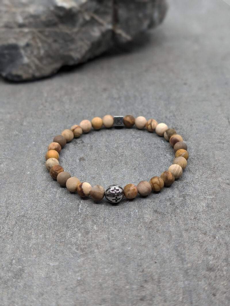 Bracelet en bois fossilisé dépoli 6mm