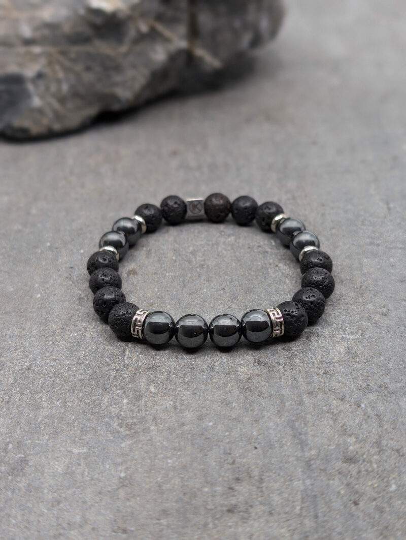 Bracelet en hématite et pierre de lave 8mm
