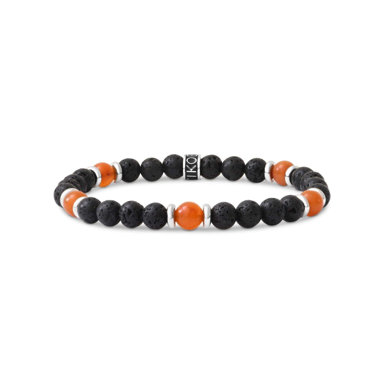 Bracelet Aventurine Orange et Pierre de Lave 6mm