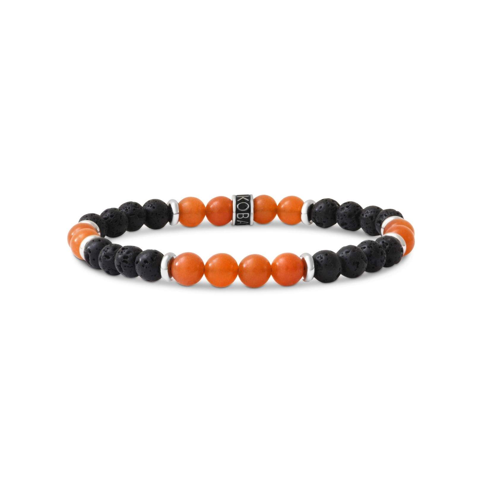 Bracelet Aventurine Orange, Pierre de Lave 6mm