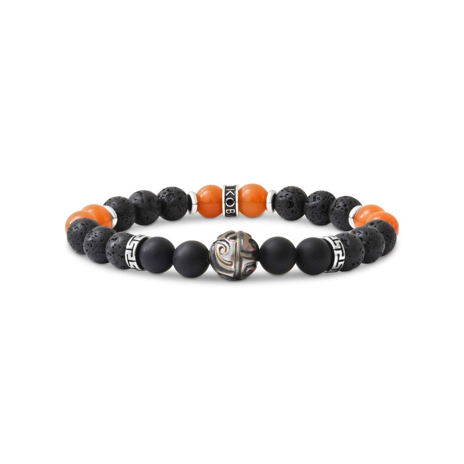 Bracelet Aventurine Orange & Perle de Tahiti Gravée 8mm