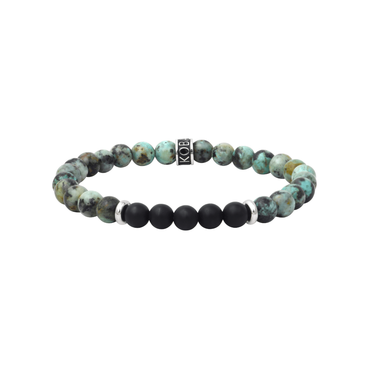 Bracelet turquoise africaine & agate noire 6mm