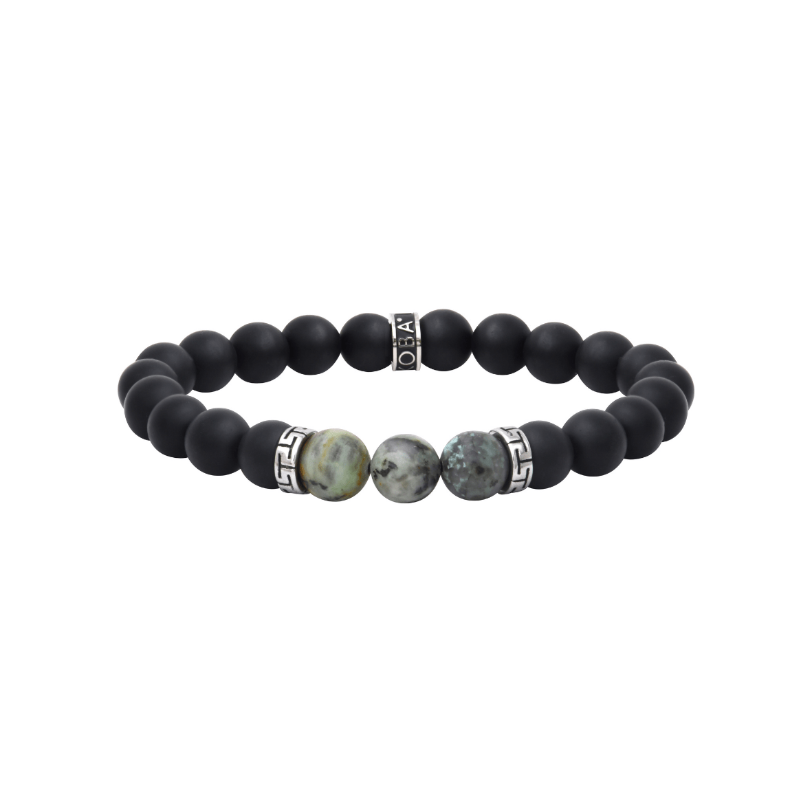 Bracelet turquoise africaine et agate noire 8mm