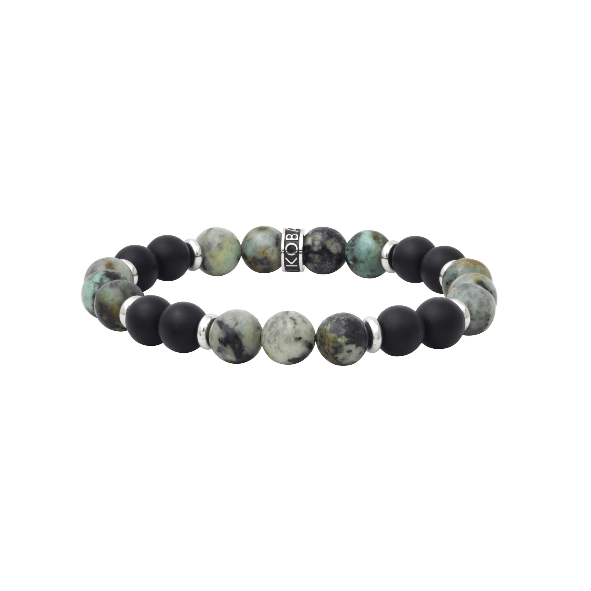 Bracelet turquoise africaine et agate noire 8mm
